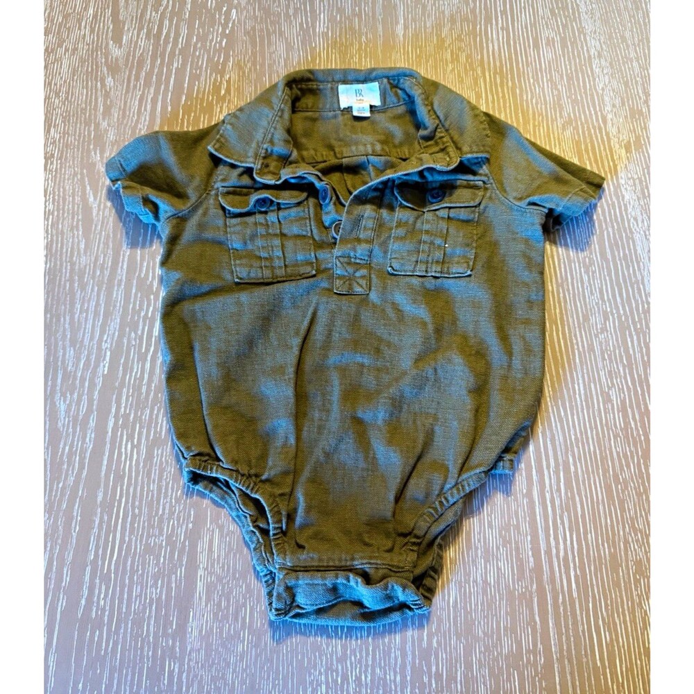 Banana Republic Baby Green Solid Short Sleeve Bodysuit 12-18 Months